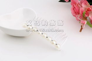 韩国进口镶水钻珍珠流行美发梳插梳刘海梳 带齿发卡 美发饰品销售