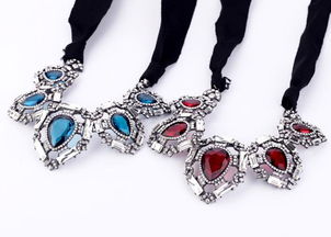 欧美时尚饰品新风尚 飘逸丝带水晶项链，点亮女性优雅气质